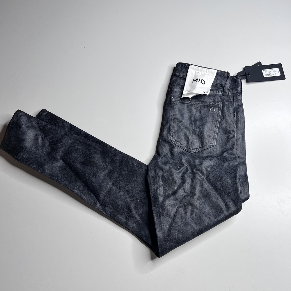 Rag & Bone Jeans Womens 25 Gray Cate Mid-Rise Skinny Snake Foil‎ Print Denim